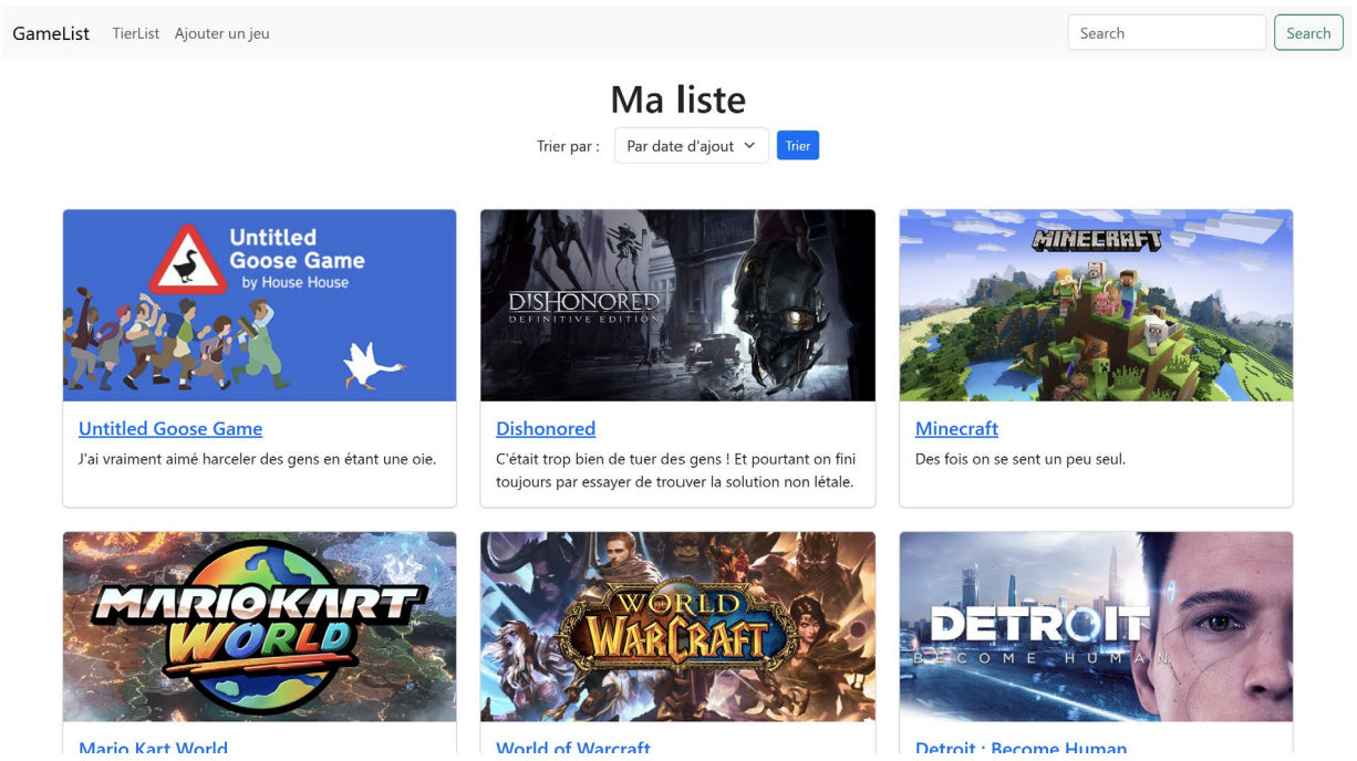 Screen de la GameList